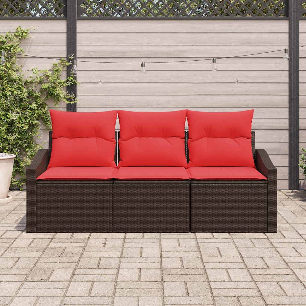 vidaXL Sofa Set 3 Stk. Braun [Synthetisch]: Poly Rattan