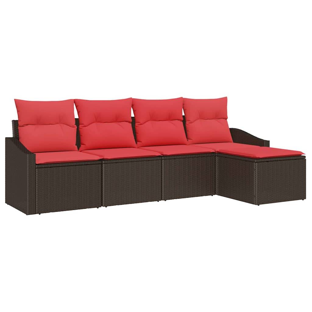vidaXL Sofa Set 5 Stk. Braun [Synthetisch]: Poly Rattan