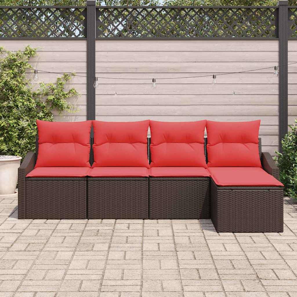 vidaXL Sofa Set 5 Stk. Braun [Synthetisch]: Poly Rattan