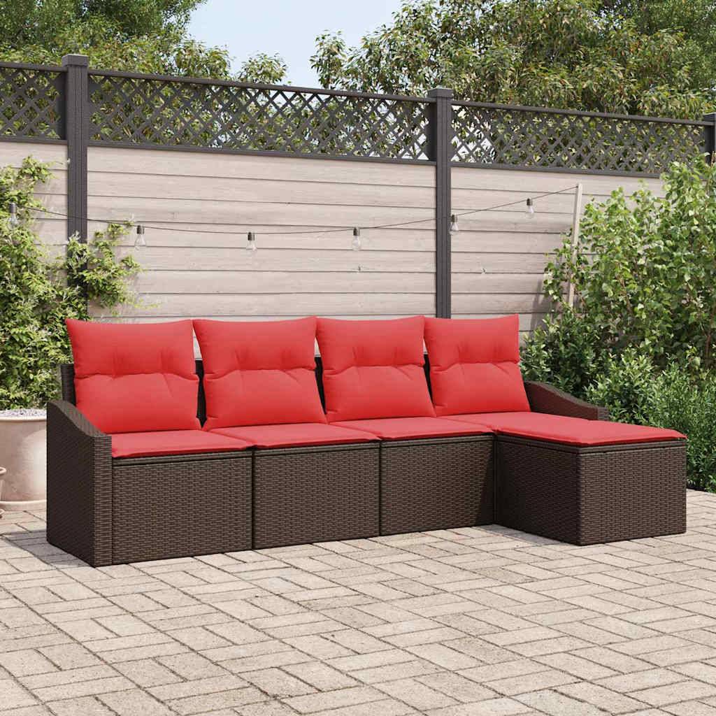 vidaXL Sofa Set 5 Stk. Braun [Synthetisch]: Poly Rattan