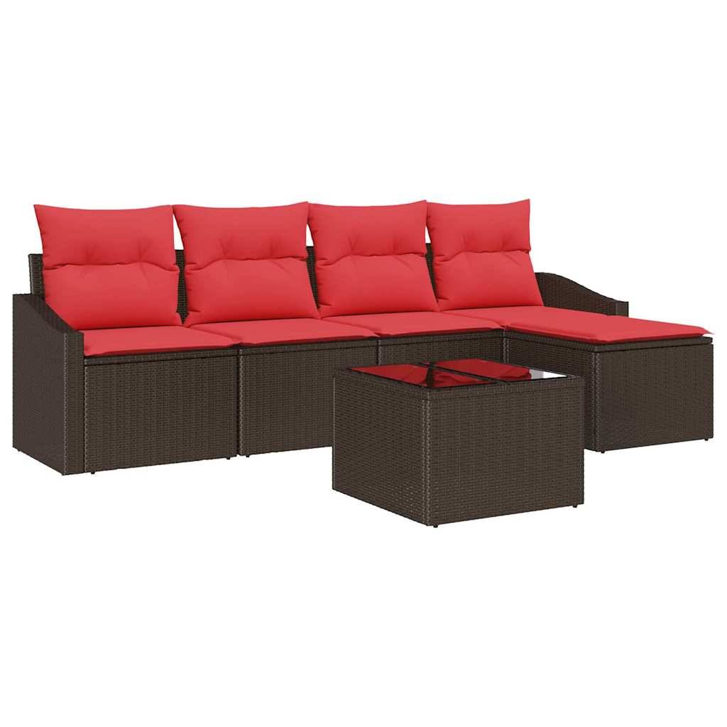 vidaXL Sofa Set 6 Stk. Braun [Synthetisch]: Poly Rattan