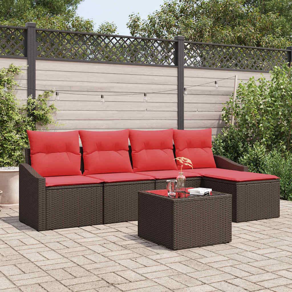 vidaXL Sofa Set 6 Stk. Braun [Synthetisch]: Poly Rattan