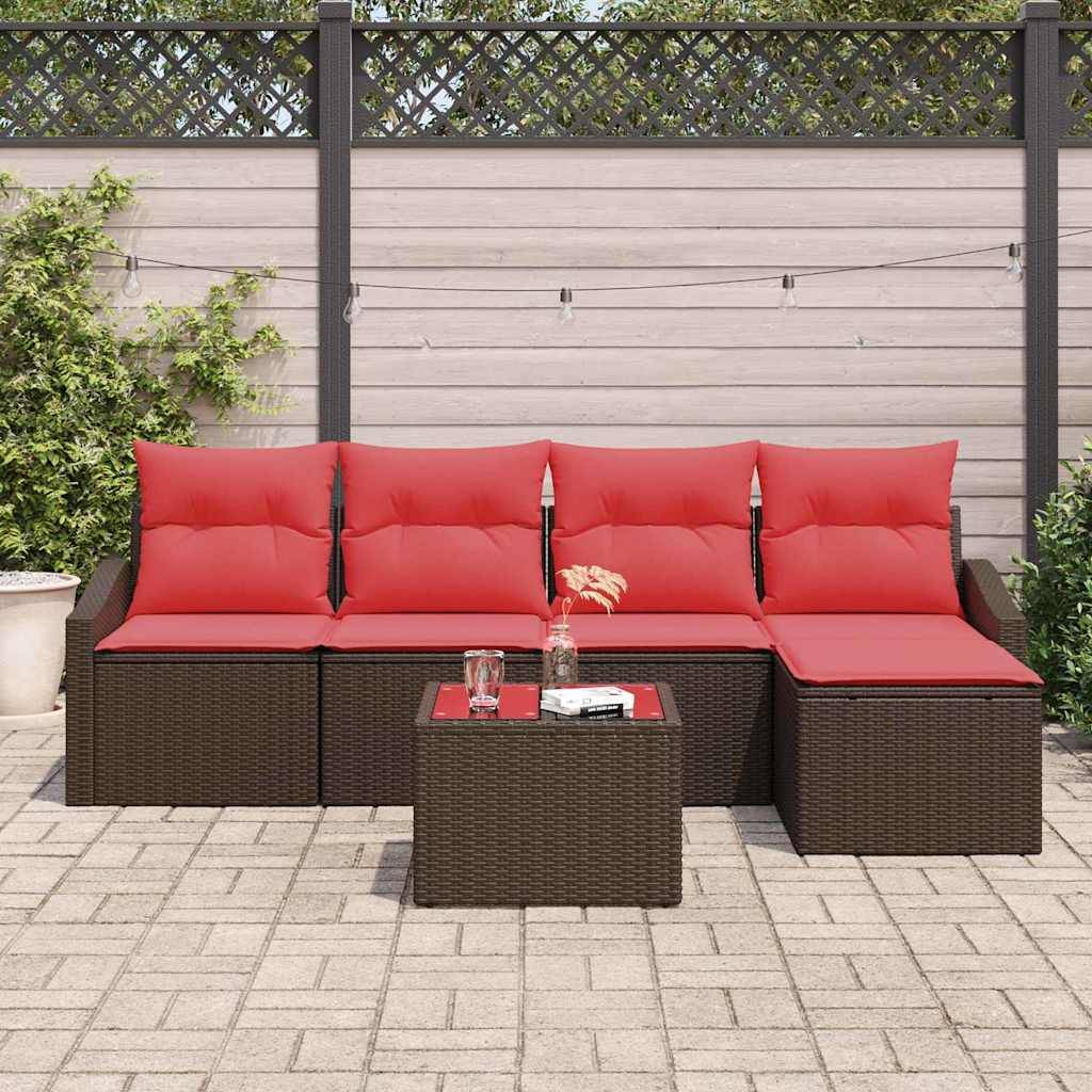 vidaXL Sofa Set 6 Stk. Braun [Synthetisch]: Poly Rattan