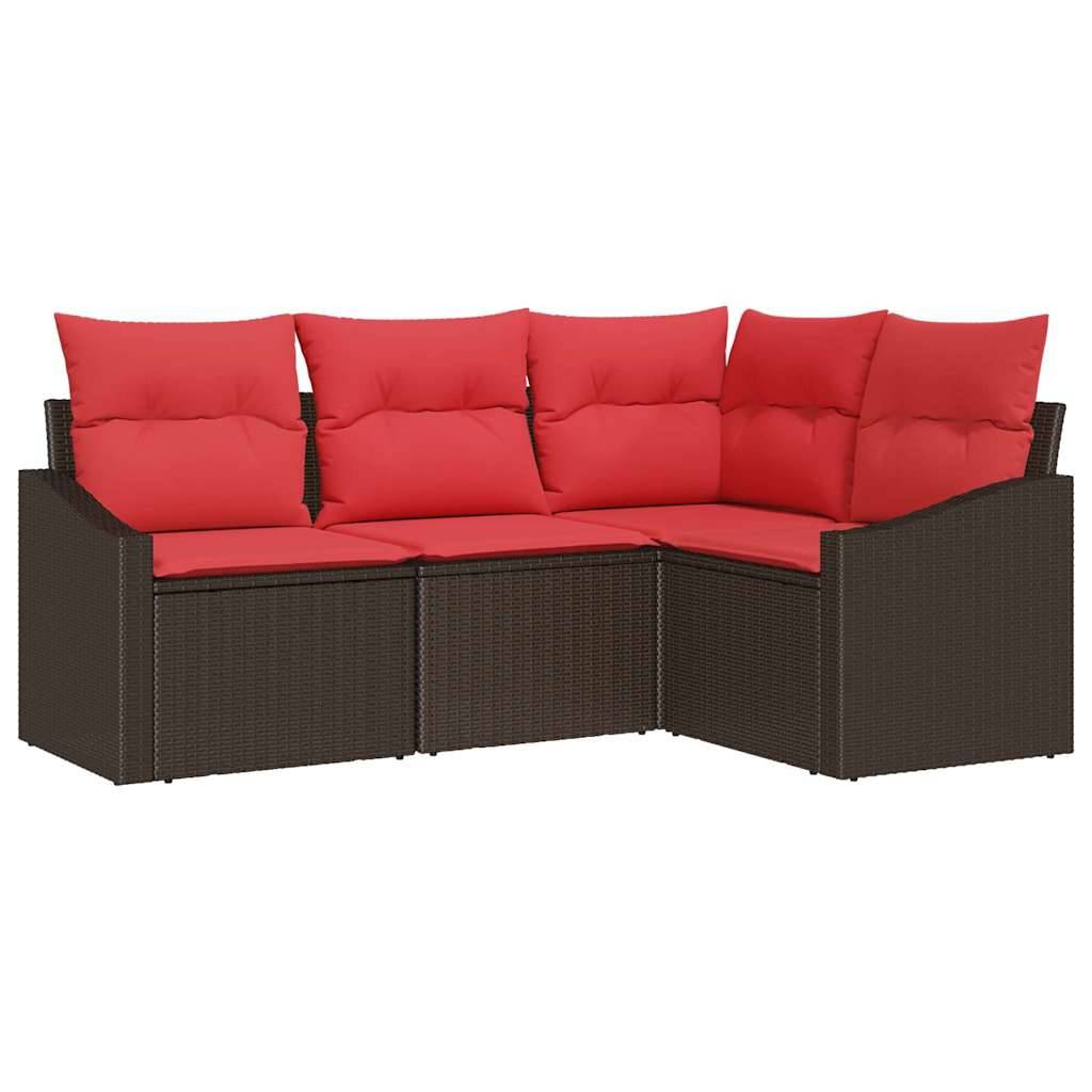 vidaXL Sofa Set 4 Stk. Braun [Synthetisch]: Poly Rattan