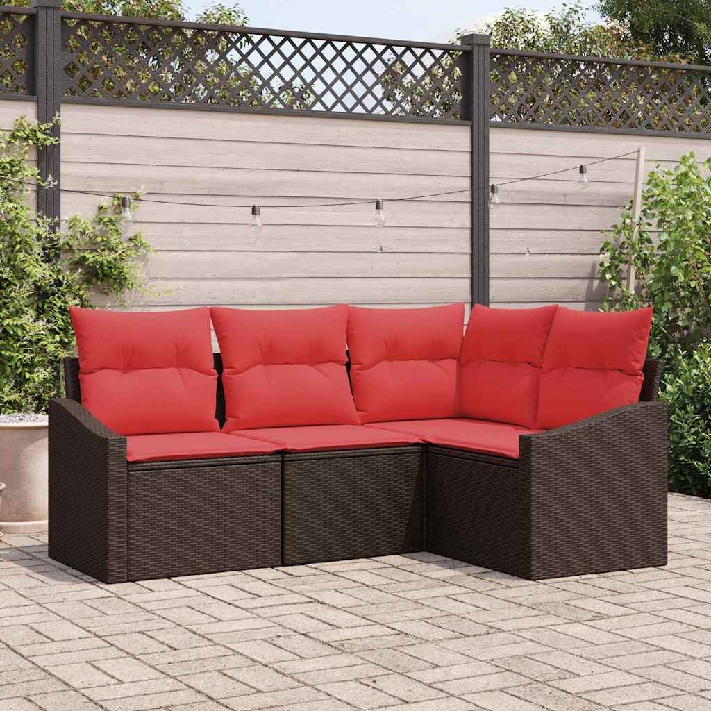 vidaXL Sofa Set 4 Stk. Braun [Synthetisch]: Poly Rattan