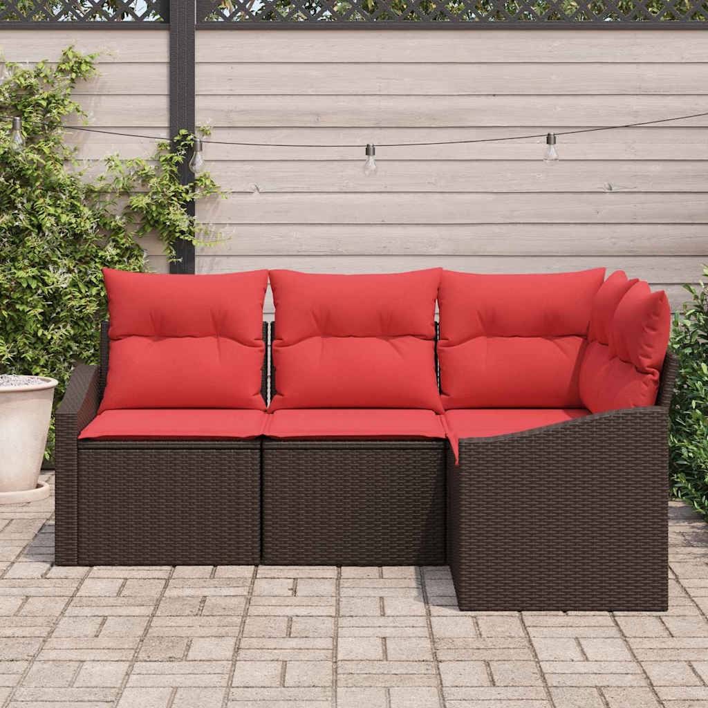 vidaXL Sofa Set 4 Stk. Braun [Synthetisch]: Poly Rattan
