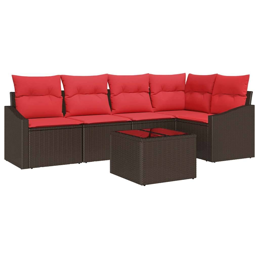 vidaXL Sofa Set 6 Stk. Braun [Synthetisch]: Poly Rattan