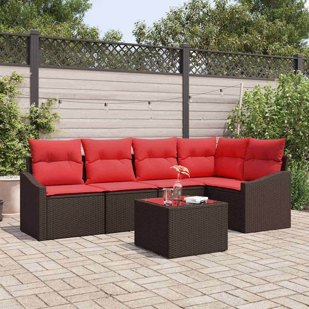 vidaXL Sofa Set 6 Stk. Braun [Synthetisch]: Poly Rattan