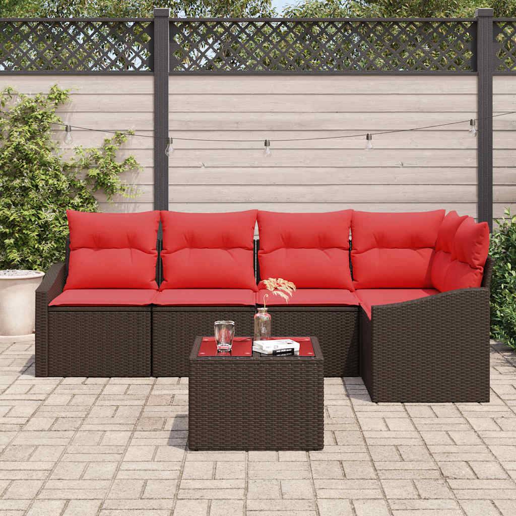 vidaXL Sofa Set 6 Stk. Braun [Synthetisch]: Poly Rattan