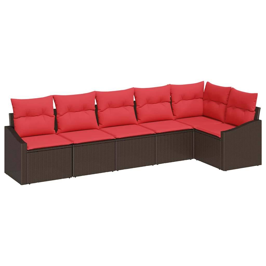 vidaXL Sofa Set 6 Stk. Braun [Synthetisch]: Poly Rattan
