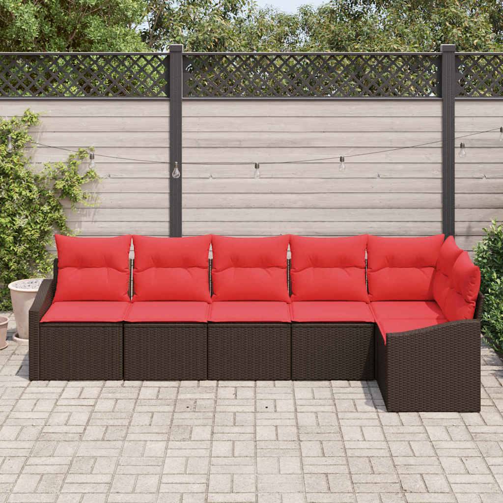 vidaXL Sofa Set 6 Stk. Braun [Synthetisch]: Poly Rattan