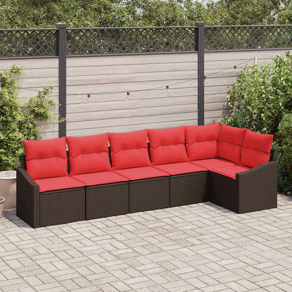 vidaXL Sofa Set 6 Stk. Braun [Synthetisch]: Poly Rattan