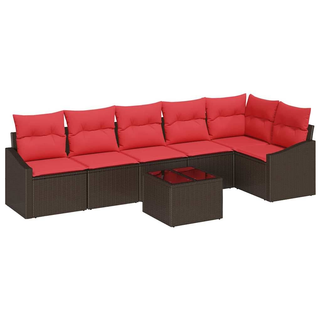 vidaXL Sofa Set 7 Stk. Braun [Synthetisch]: Poly Rattan