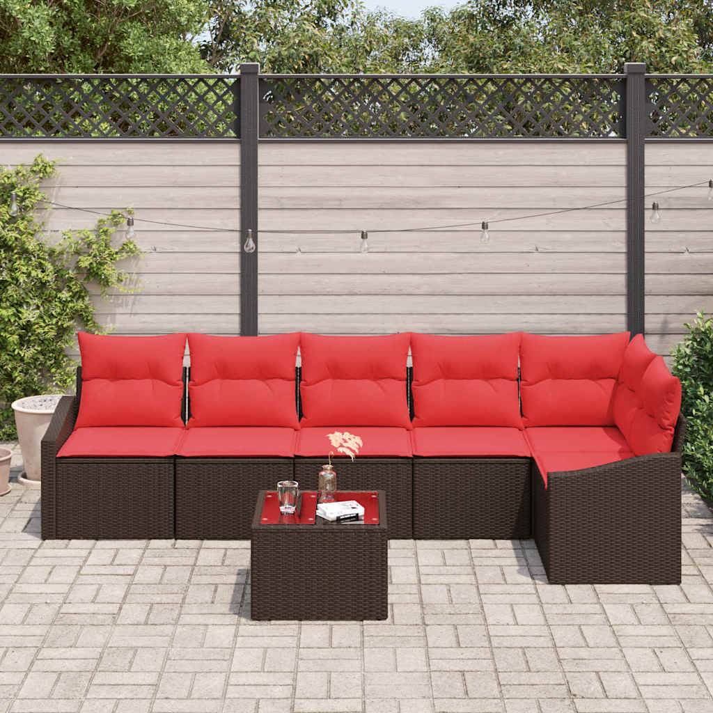 vidaXL Sofa Set 7 Stk. Braun [Synthetisch]: Poly Rattan