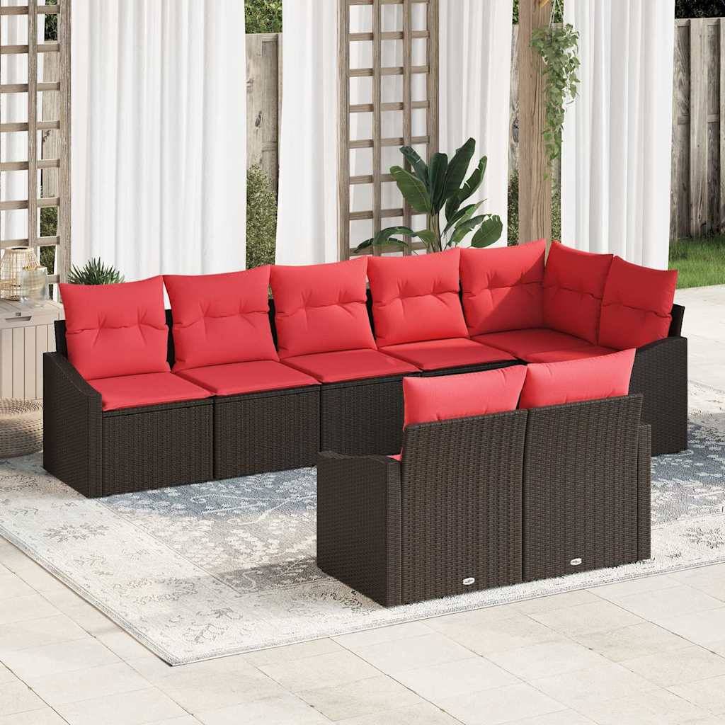vidaXL Sofa Set 8 Stk. Braun [Synthetisch]: Poly Rattan