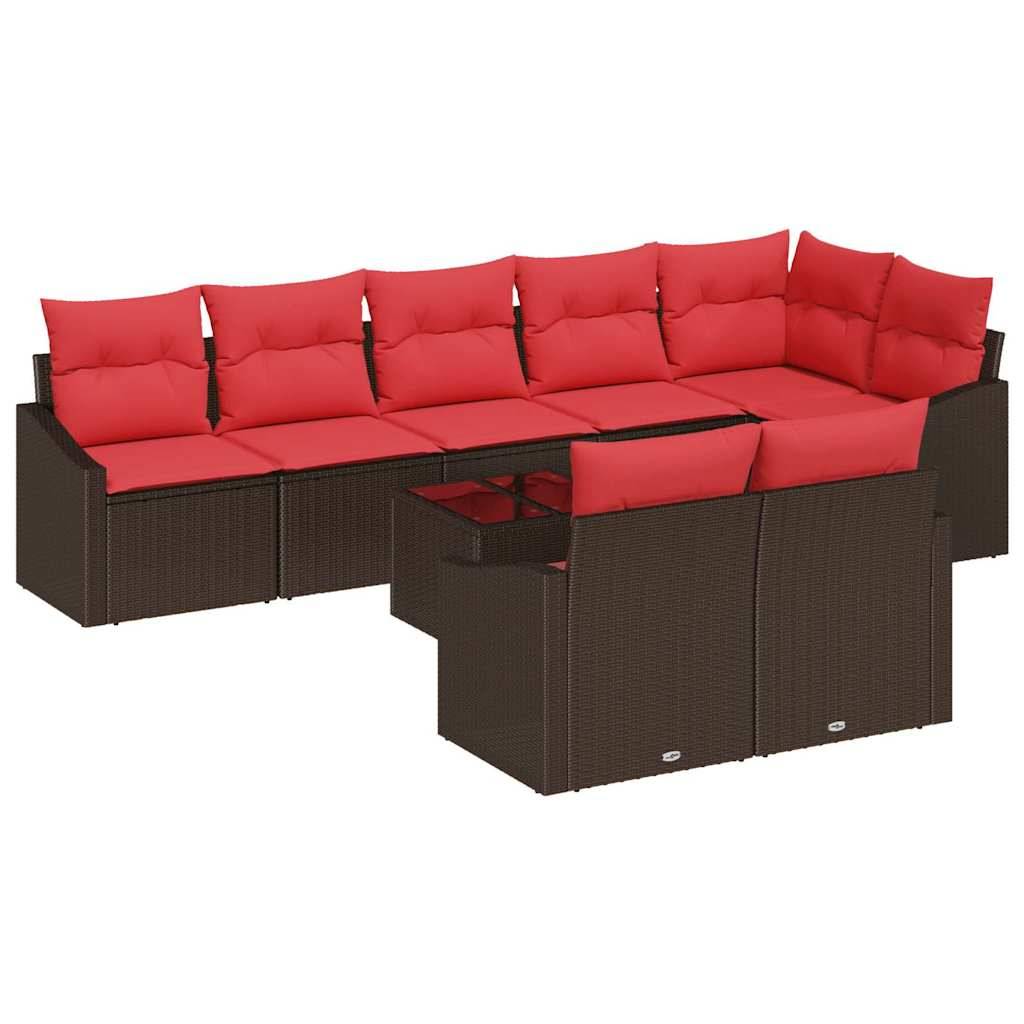 vidaXL Sofa Set 9 Stk. Braun [Synthetisch]: Poly Rattan