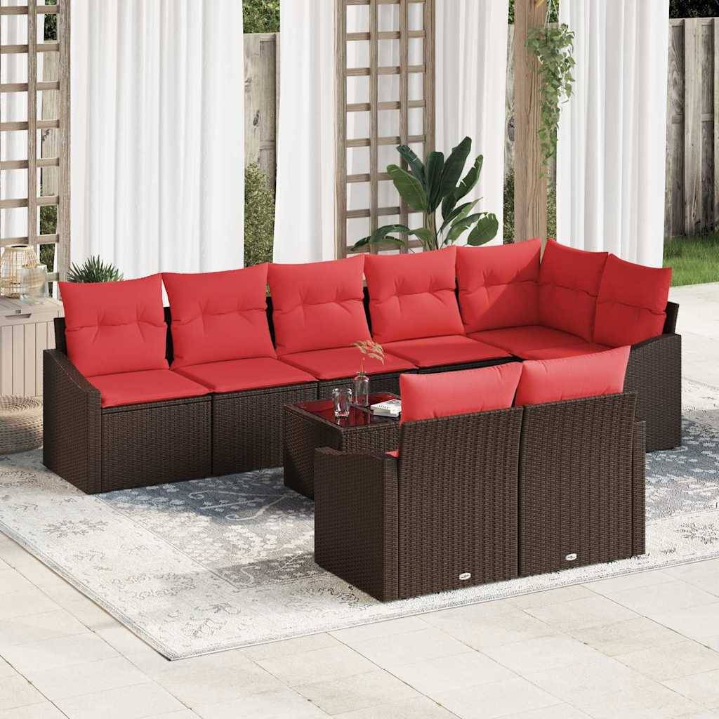 vidaXL Sofa Set 9 Stk. Braun [Synthetisch]: Poly Rattan