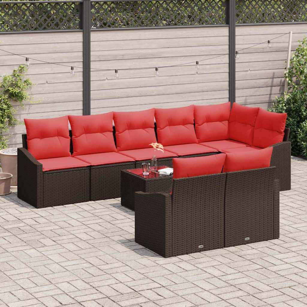 vidaXL Sofa Set 9 Stk. Braun [Synthetisch]: Poly Rattan