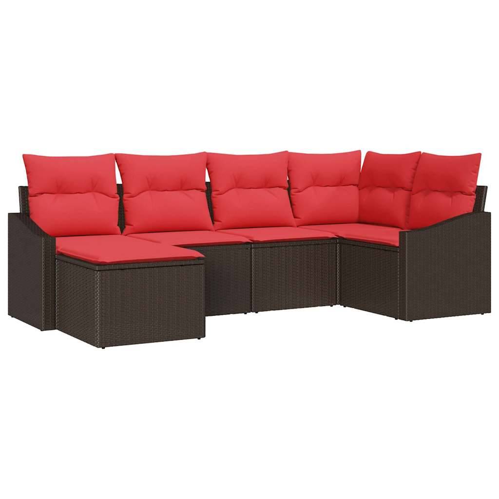 vidaXL Sofa Set 6 Stk. Braun [Synthetisch]: Poly Rattan