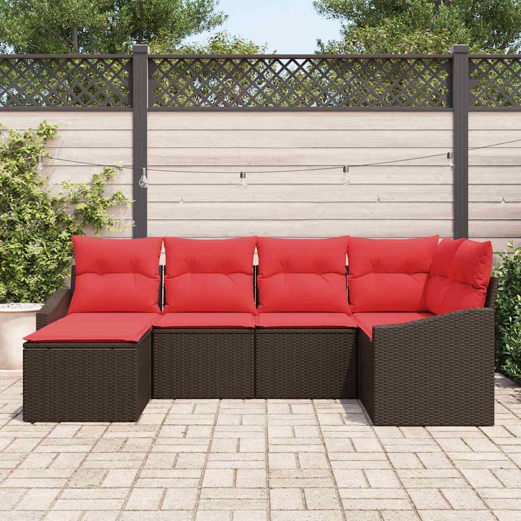 vidaXL Sofa Set 6 Stk. Braun [Synthetisch]: Poly Rattan