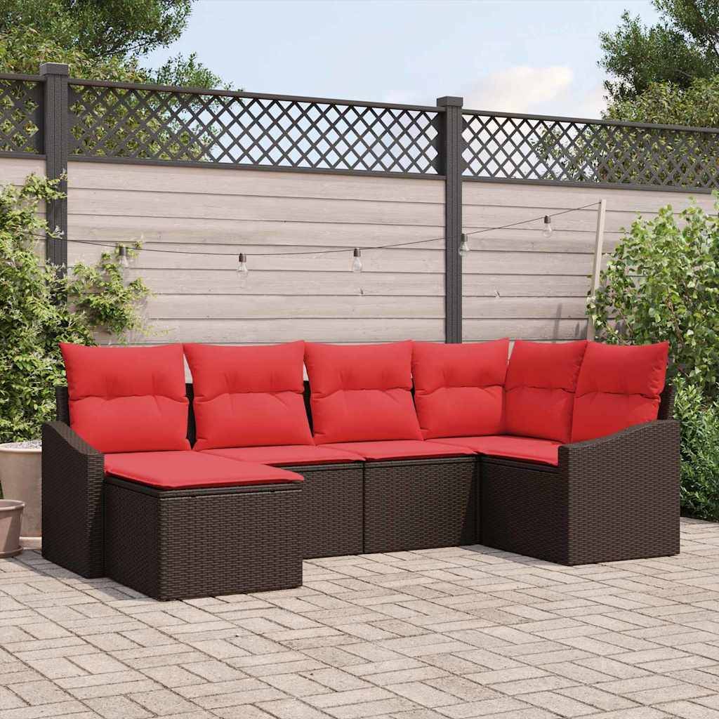 vidaXL Sofa Set 6 Stk. Braun [Synthetisch]: Poly Rattan