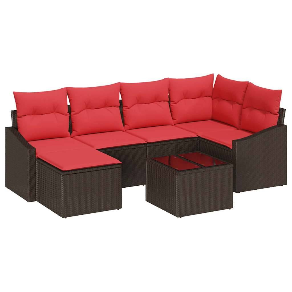 vidaXL Sofa Set 7 Stk. Braun [Synthetisch]: Poly Rattan