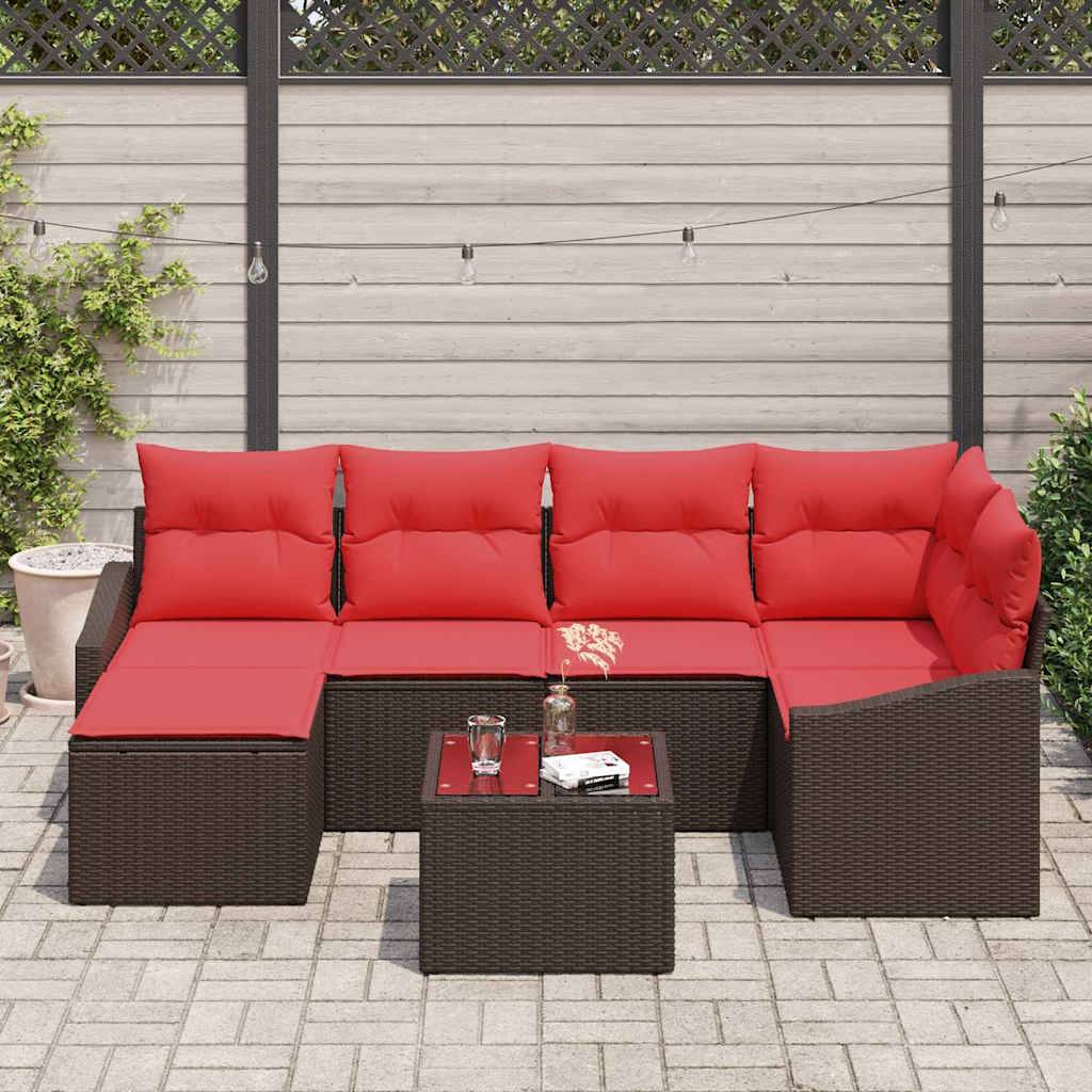 vidaXL Sofa Set 7 Stk. Braun [Synthetisch]: Poly Rattan