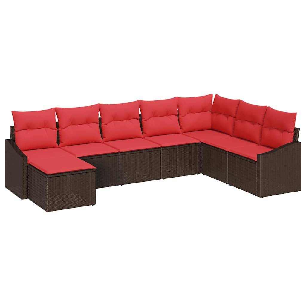 vidaXL Sofa Set 8 Stk. Braun [Synthetisch]: Poly Rattan