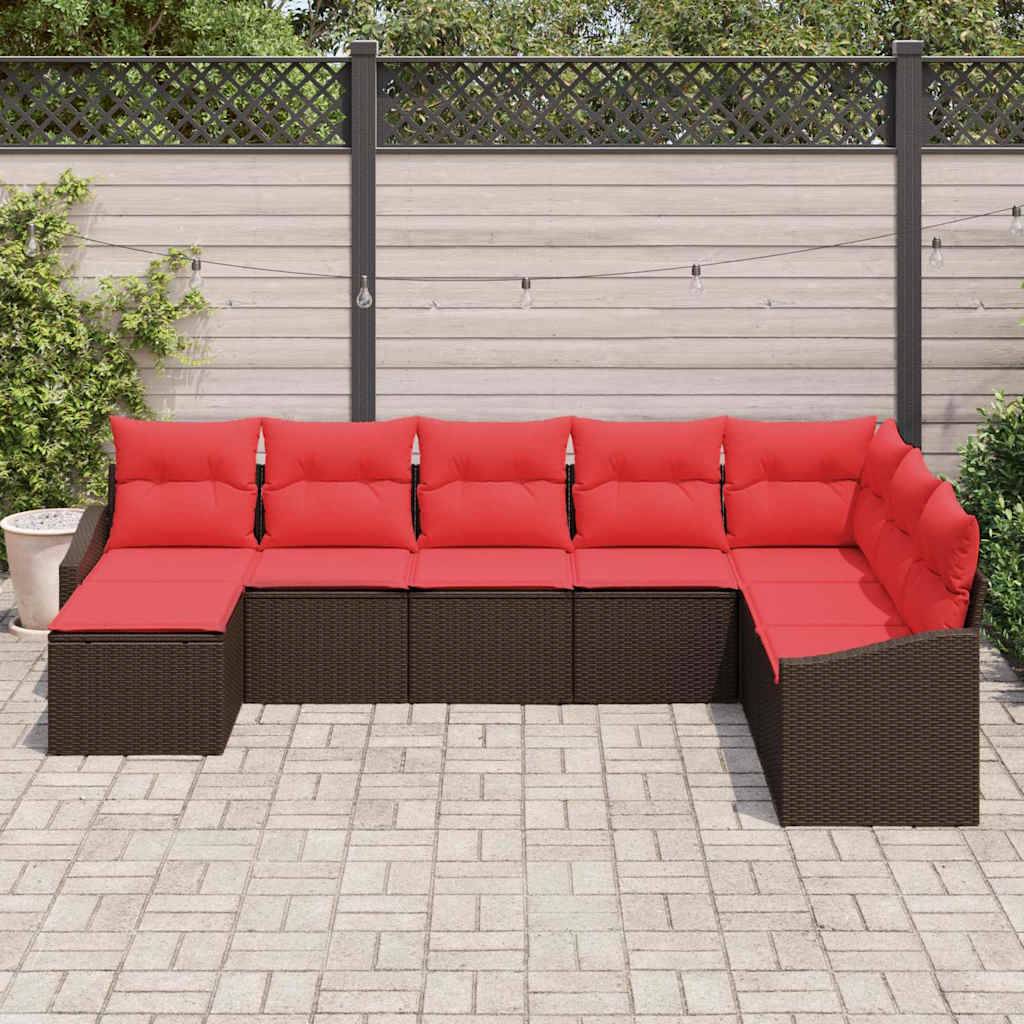 vidaXL Sofa Set 8 Stk. Braun [Synthetisch]: Poly Rattan