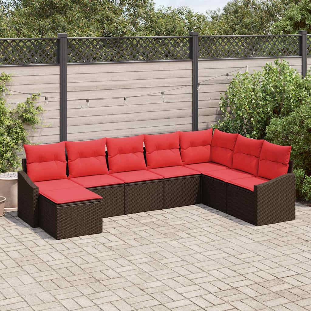 vidaXL Sofa Set 8 Stk. Braun [Synthetisch]: Poly Rattan