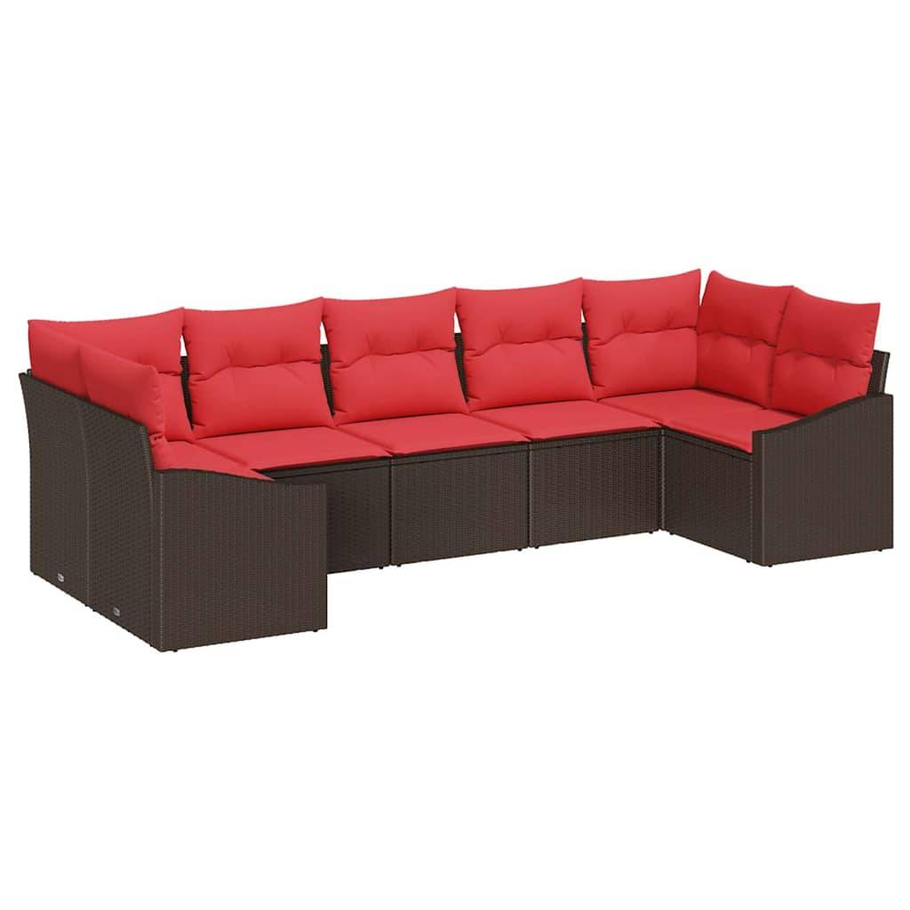 vidaXL Sofa Set 7 Stk. Braun [Synthetisch]: Poly Rattan