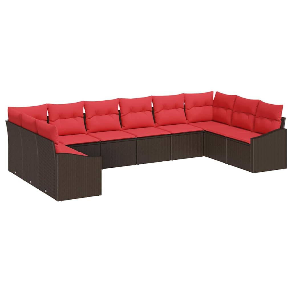 vidaXL Sofa Set 10 stk. Braun [Synthetisch]: Poly Rattan