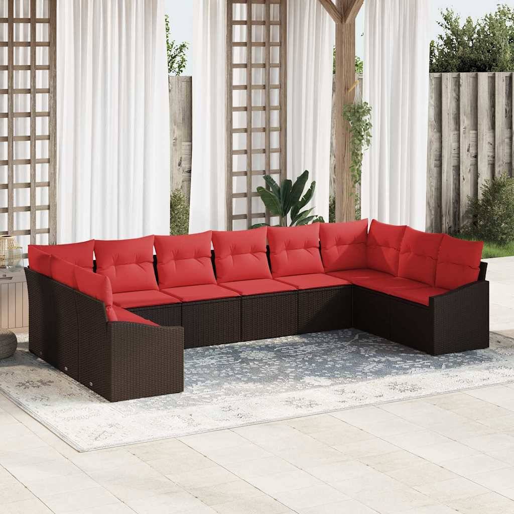vidaXL Sofa Set 10 stk. Braun [Synthetisch]: Poly Rattan