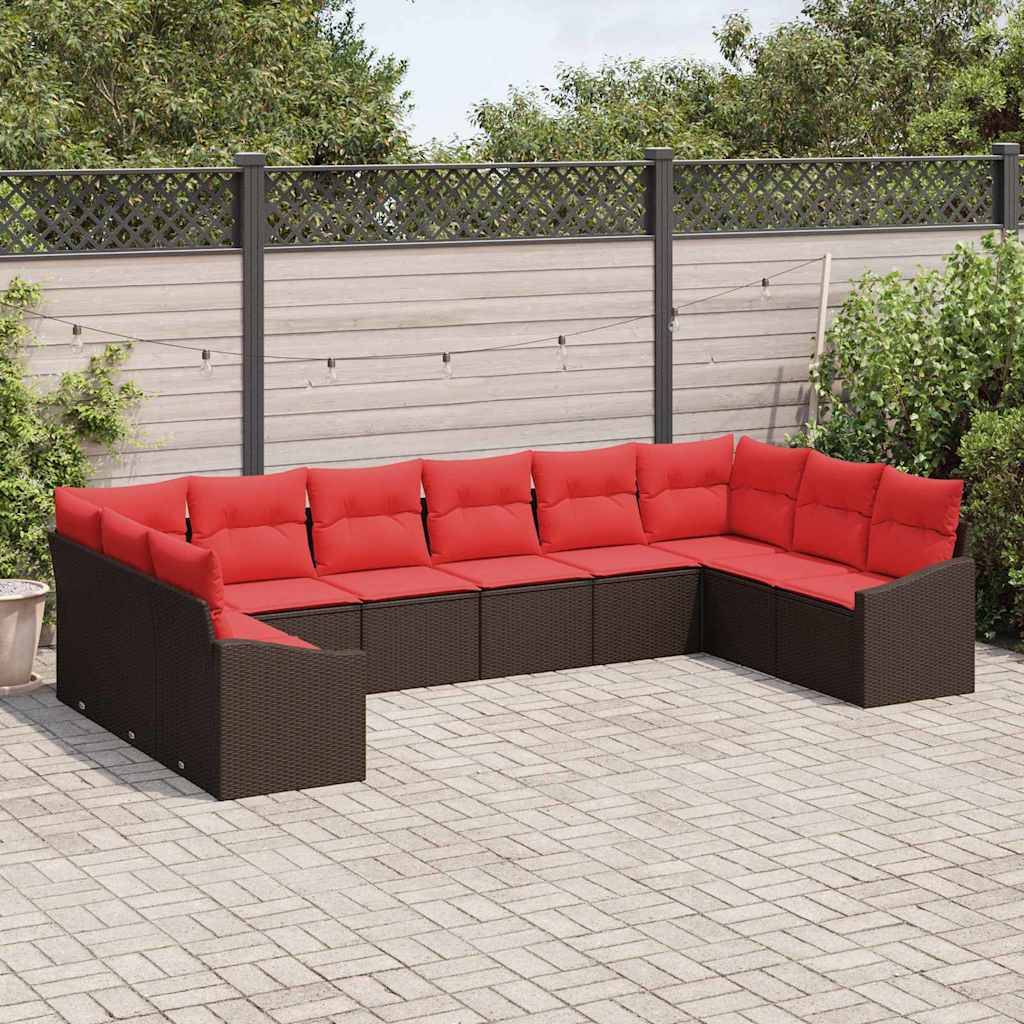 vidaXL Sofa Set 10 stk. Braun [Synthetisch]: Poly Rattan