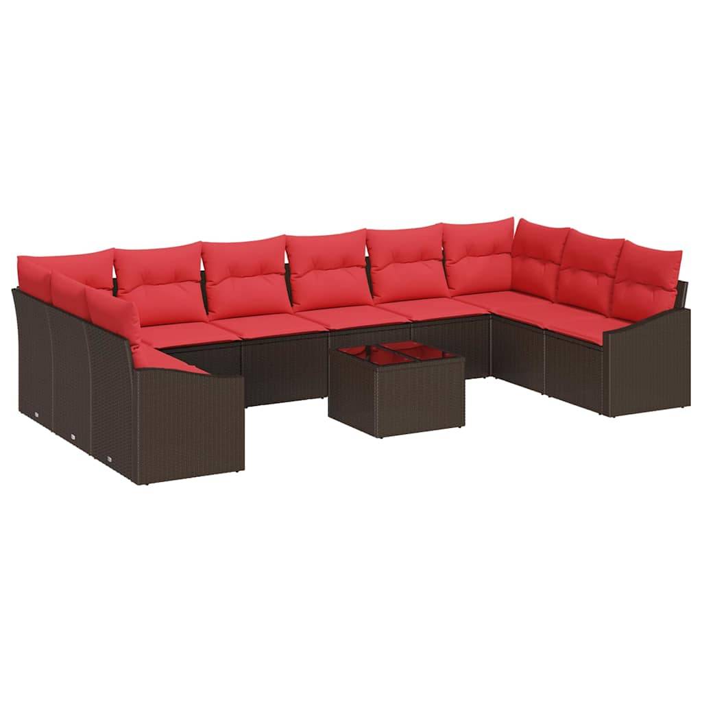 vidaXL Sofa Set 11 Stk. Braun [Synthetisch]: Poly Rattan