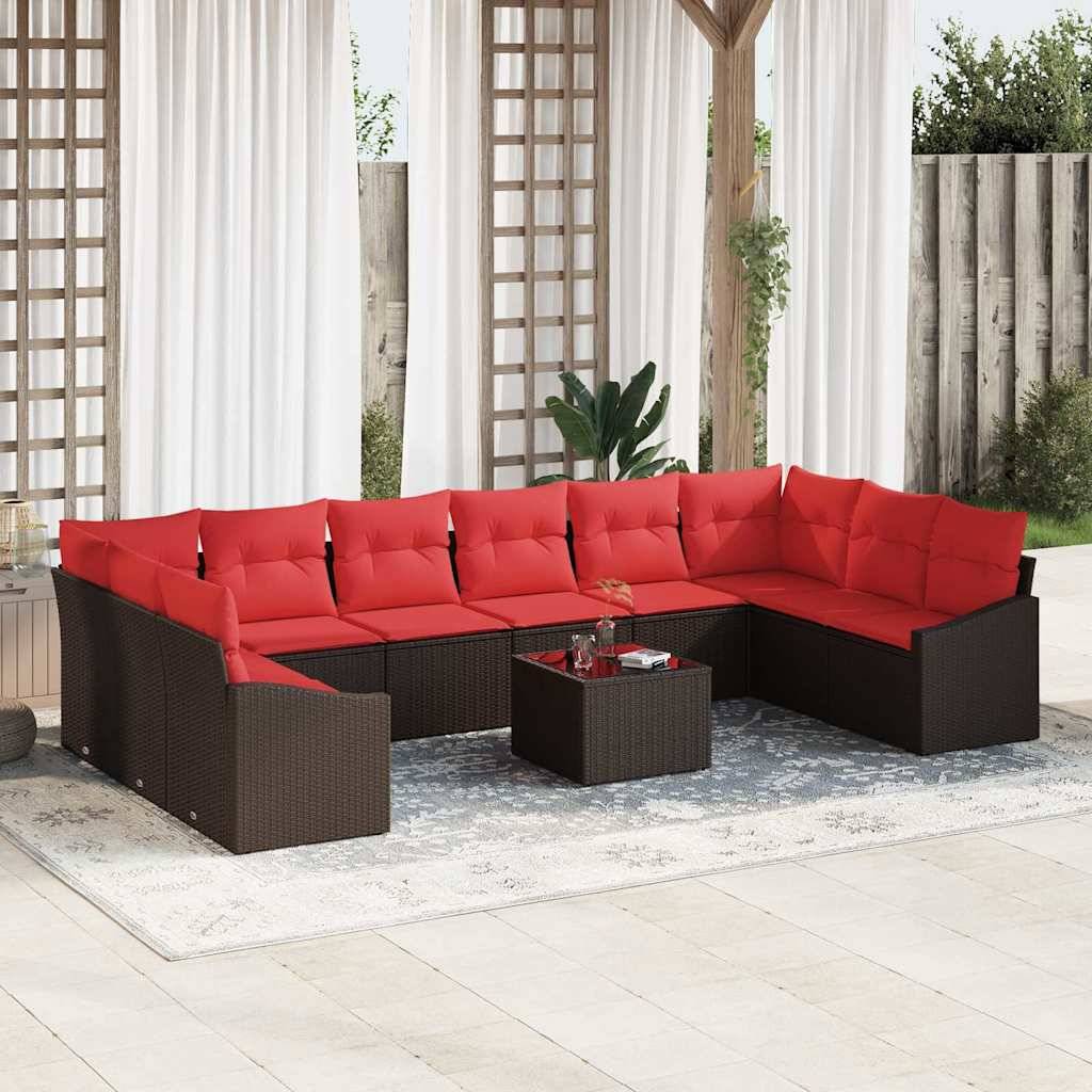 vidaXL Sofa Set 11 Stk. Braun [Synthetisch]: Poly Rattan