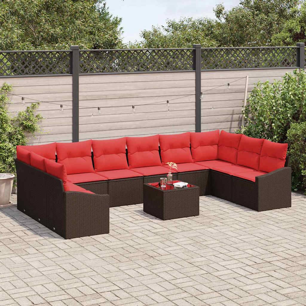 vidaXL Sofa Set 11 Stk. Braun [Synthetisch]: Poly Rattan