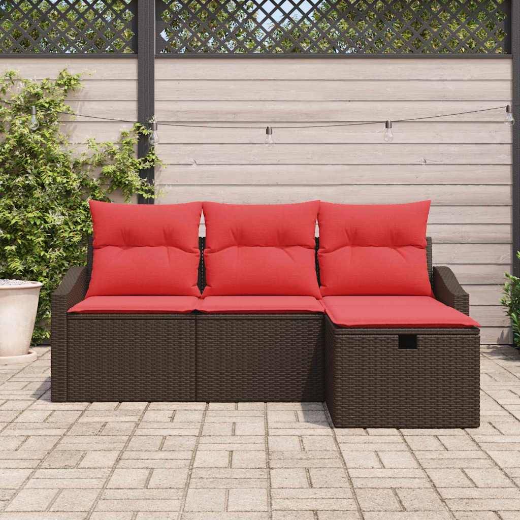 vidaXL Sofa Set 4 Stk. Braun Poly Rattan
