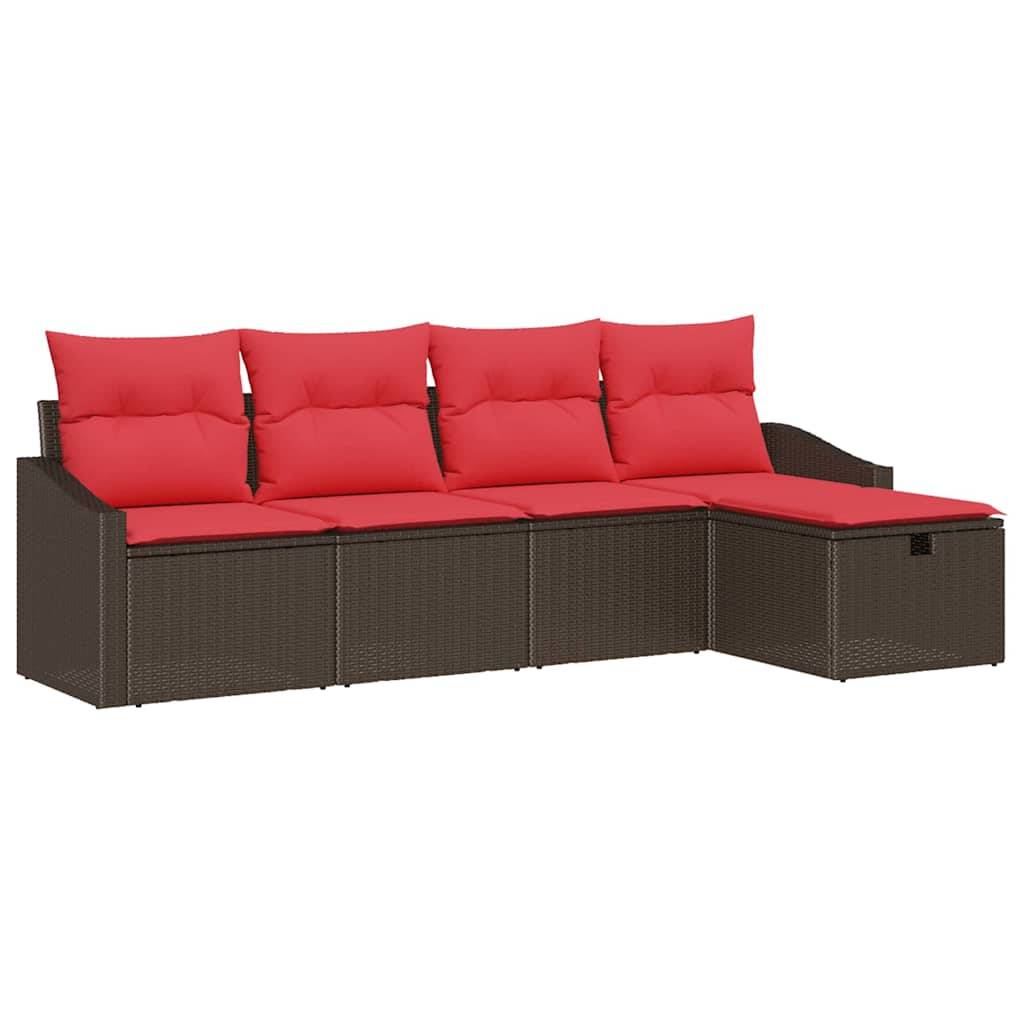 vidaXL Sofa Set mit Kissen mit Speicher Braun Poly-Rattan