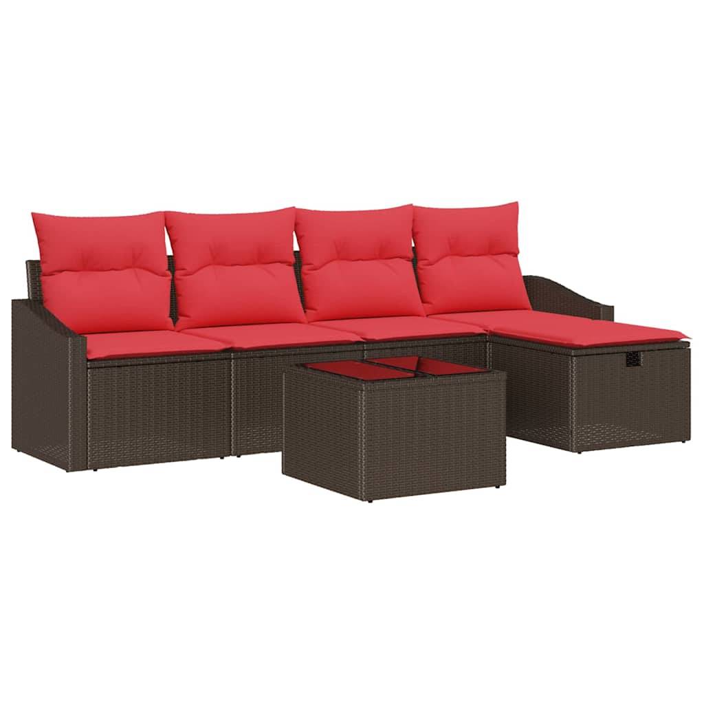 vidaXL Sofa Set mit Kissen mit Speicher Braun Poly-Rattan