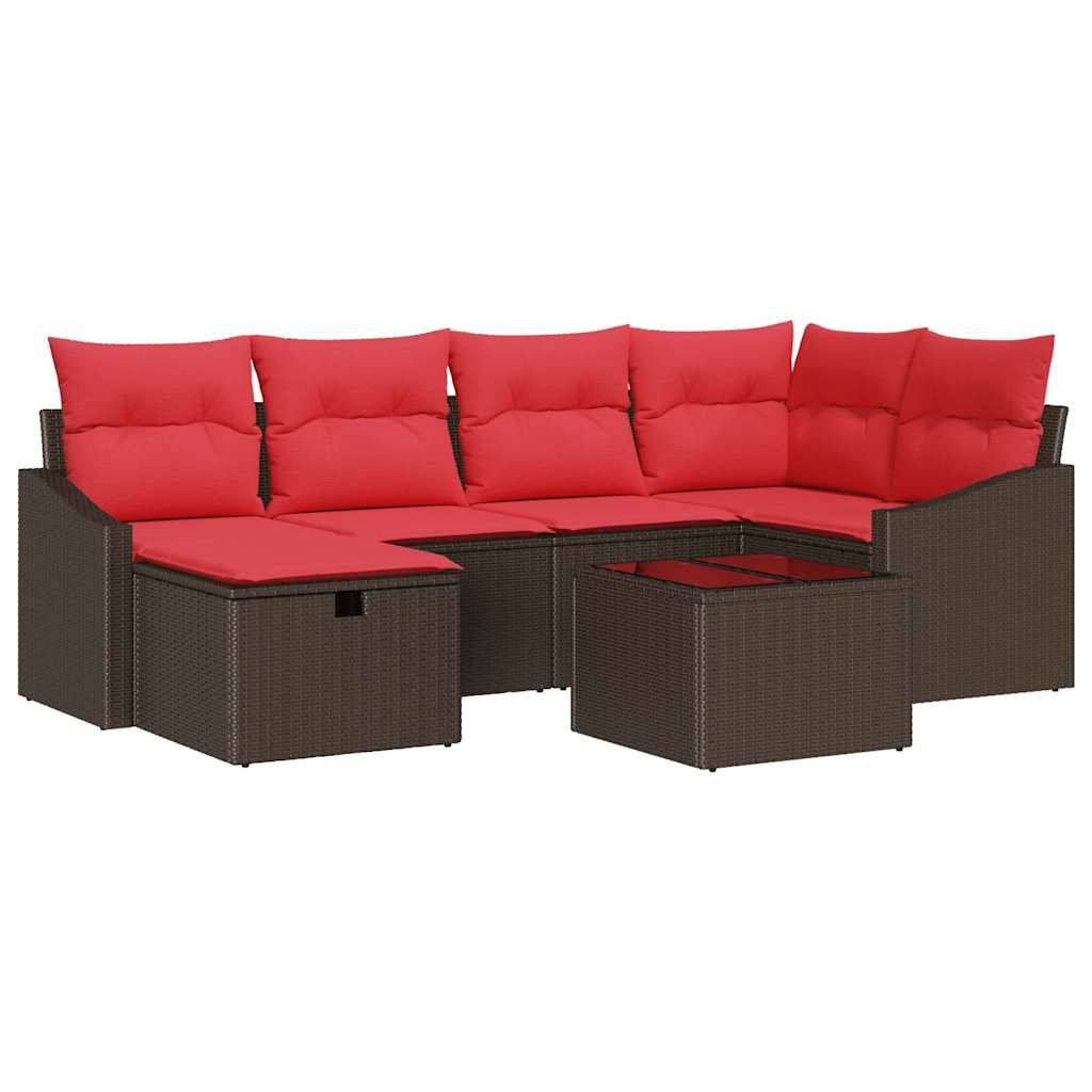 vidaXL Sofa Set mit Kissen mit Speicher Braun Poly-Rattan