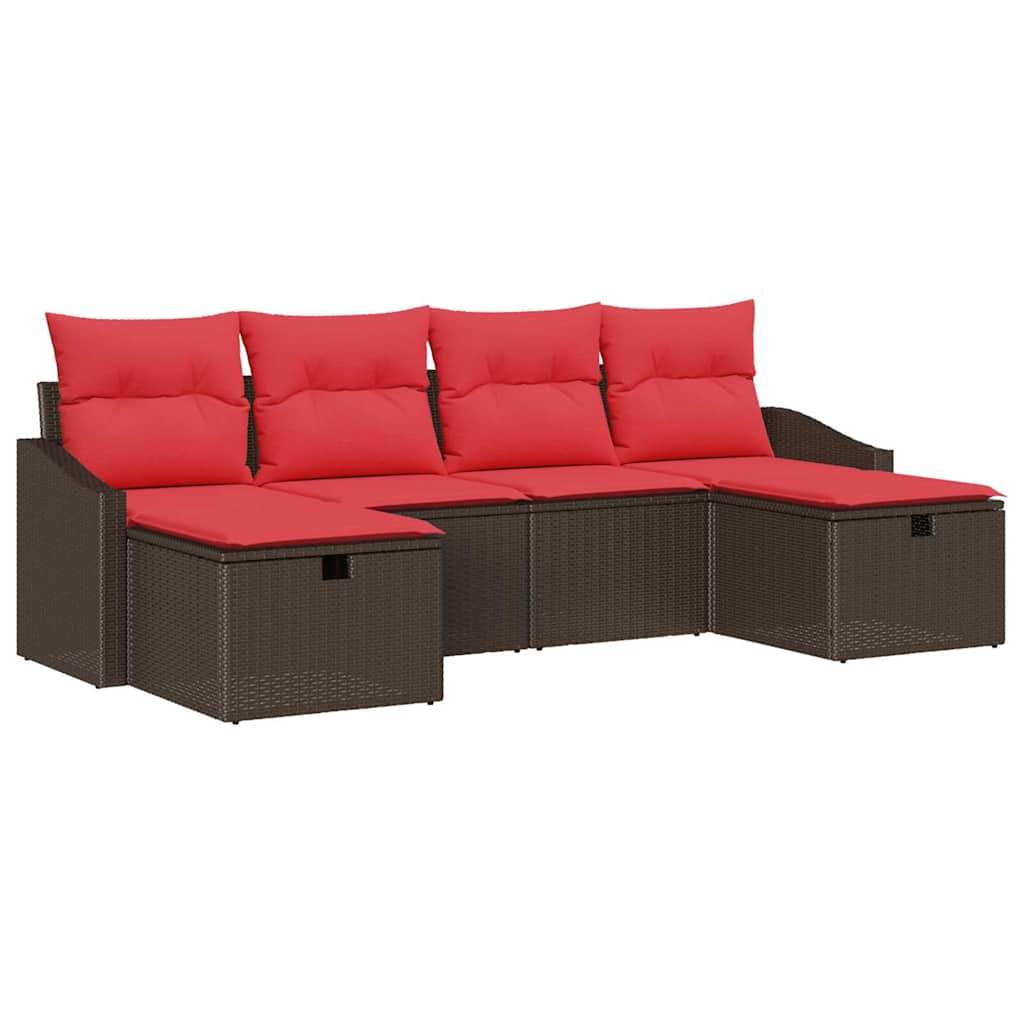 vidaXL Gartensofa-set 6 Stk. Poly-Rattan