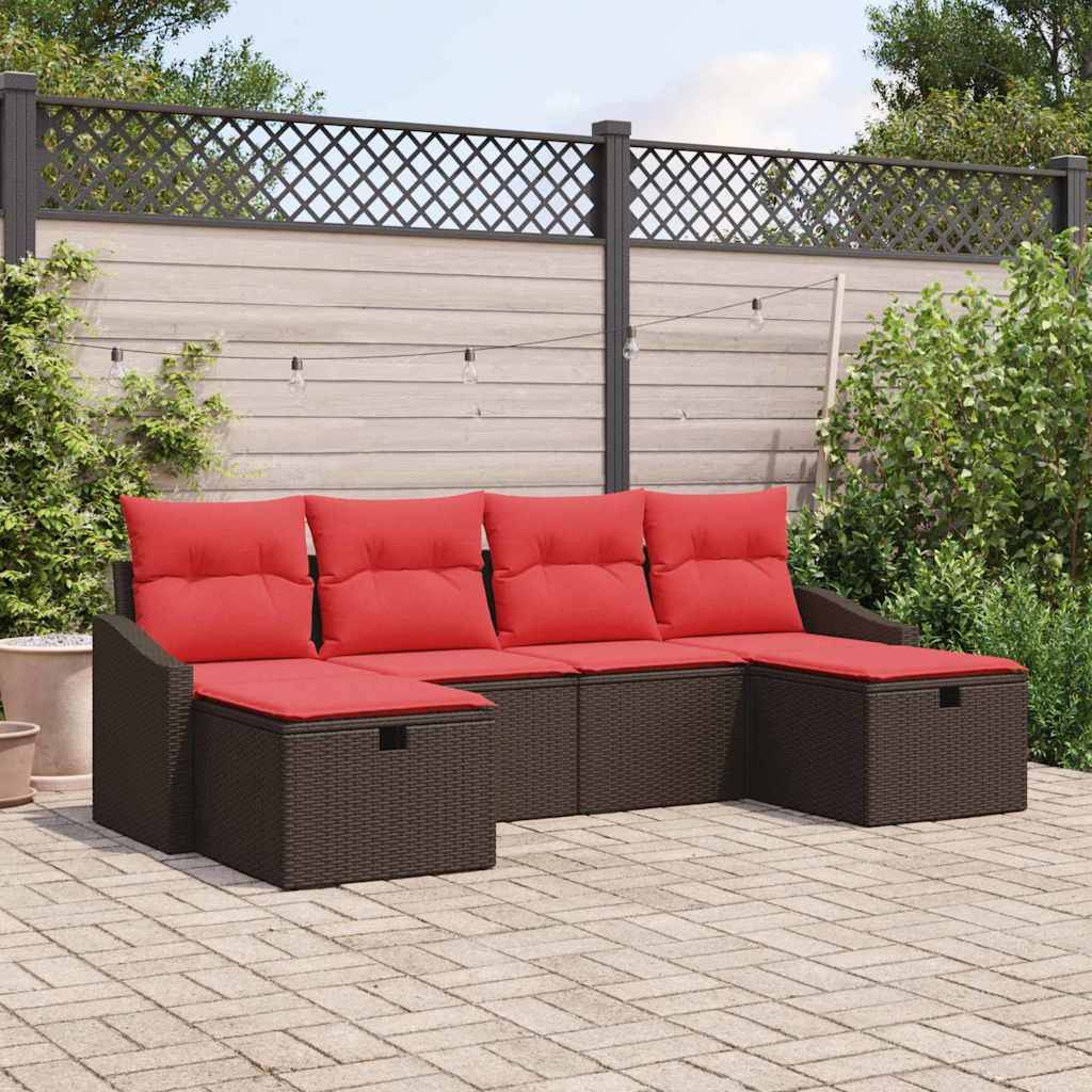 vidaXL Gartensofa-set 6 Stk. Poly-Rattan