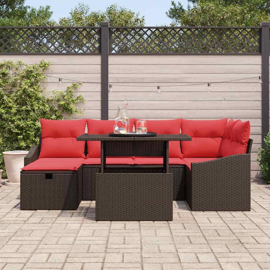 vidaXL Gartensofa-set 7 Stk. Poly-Rattan