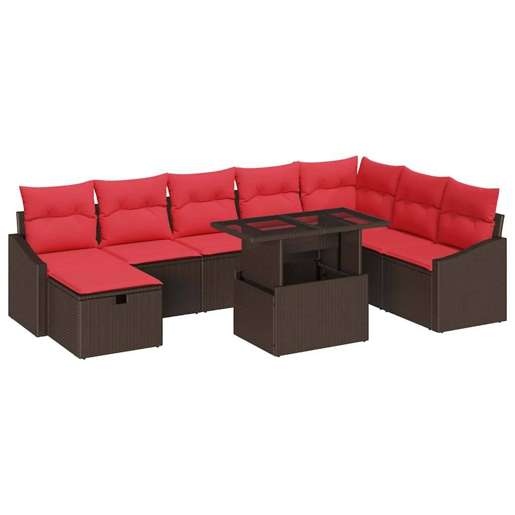 vidaXL Gartensofa-set 9 Stk. Poly-Rattan
