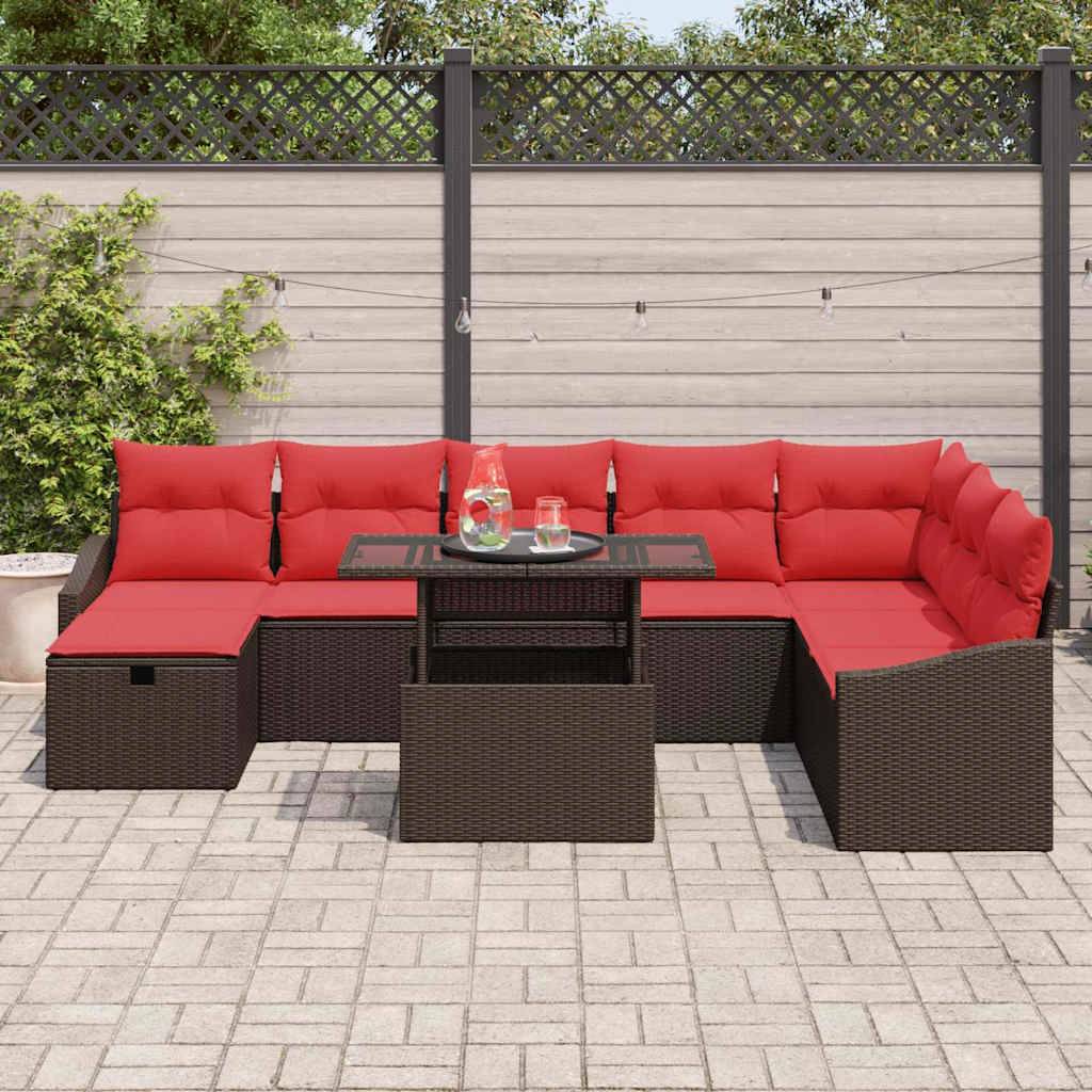 vidaXL Gartensofa-set 9 Stk. Poly-Rattan