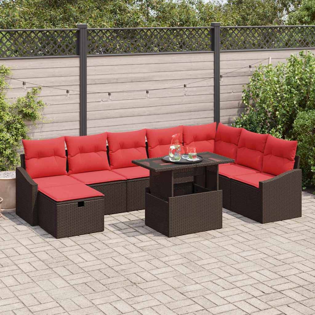 vidaXL Gartensofa-set 9 Stk. Poly-Rattan