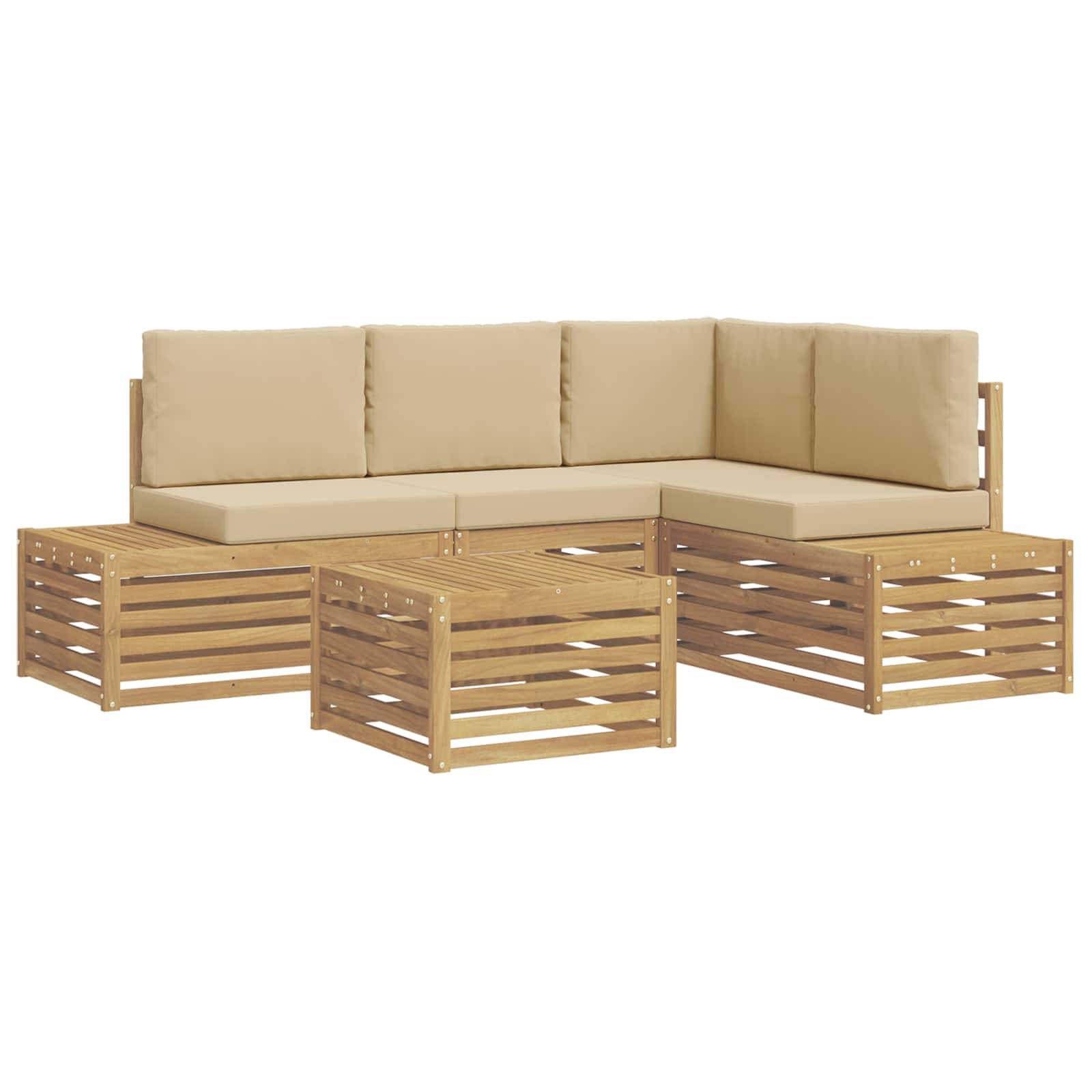 vidaXL Outdoor-Sofagarnitur mit Kissen 5 Stück Weiß