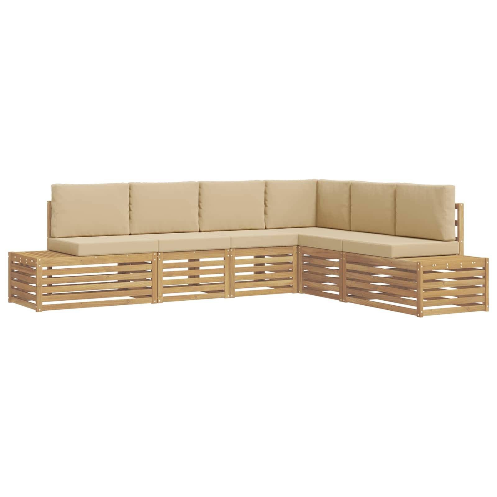 vidaXL Outdoor-Sofagarnitur mit Kissen 6 Stück Weiß und Beige