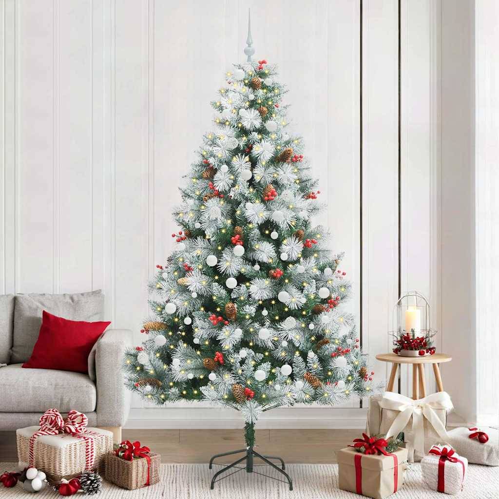 vidaXL Künstlicher Weihnachtsbaum Grün und Weiß 240 cm